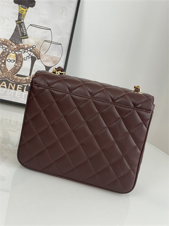 Chanel Vintage Classic Flap Bag Calfskin Gold Tone Metal Burgundy A2218