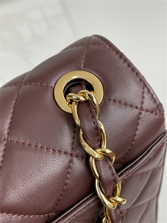 Chanel Vintage Classic Flap Bag Calfskin Gold Tone Metal Burgundy A2218