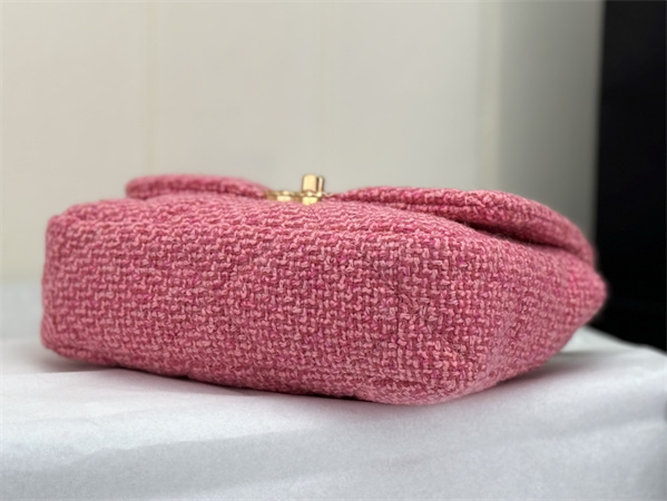 Chanel 19 Bag Tweed Gold Tone Pink AS1160