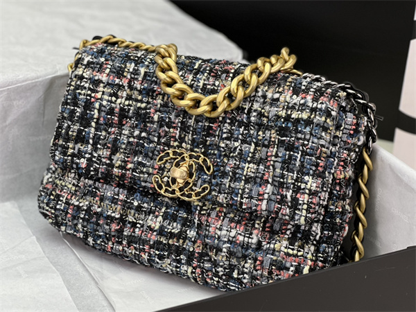 Chanel 19 Bag Tweed Gold Tone Multicolor AS1160