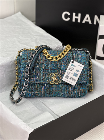 Chanel 19 Bag Tweed Gold Tone Multicolor AS1160