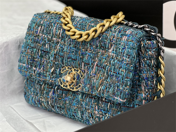 Chanel 19 Bag Tweed Gold Tone Multicolor AS1160