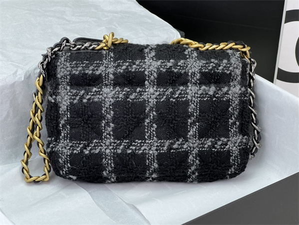 Chanel 19 Bag Tweed Gold Tone Black/Grey AS1160