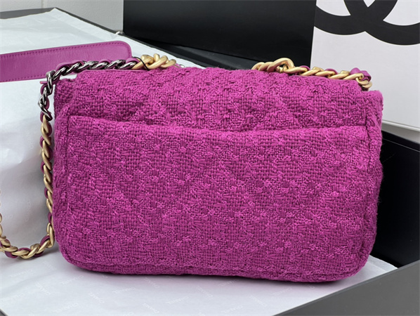 Chanel 19 Bag Tweed Gold Tone Fuchsia AS1160