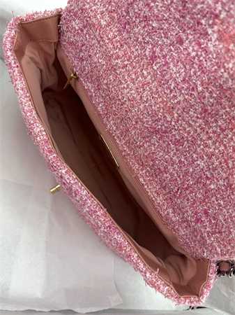 Large Chanel 19 Bag Tweed Gold Tone Multicolor AS1161