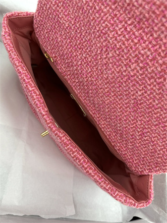 Large Chanel 19 Bag Tweed Gold Tone Multicolor AS1161