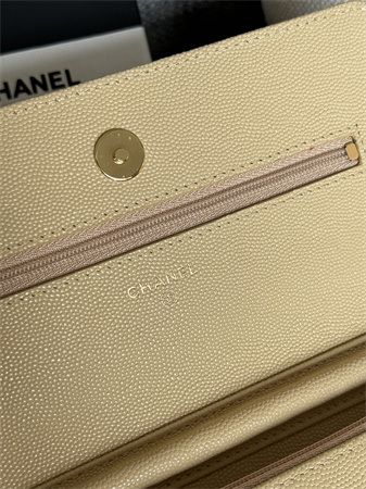 Chanel Wallet On Chain Grained Calfskin Gold Tone Metal Beige AP0250
