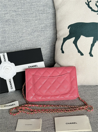 Chanel Wallet On Chain Grained Calfskin Gold Tone Metal Pink AP0250