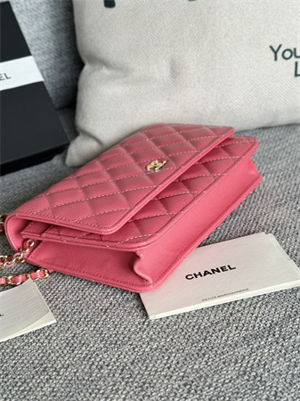 Chanel Wallet On Chain Grained Calfskin Gold Tone Metal Pink AP0250