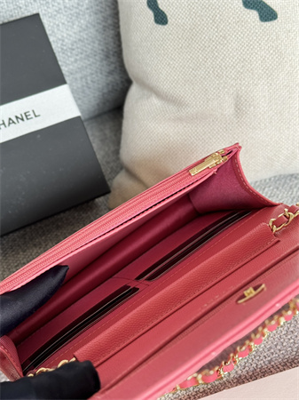 Chanel Wallet On Chain Grained Calfskin Gold Tone Metal Pink AP0250