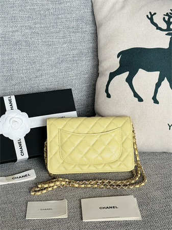 Chanel Wallet On Chain Grained Calfskin Gold Tone Metal Yellow AP0250