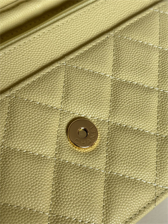 Chanel Wallet On Chain Grained Calfskin Gold Tone Metal Yellow AP0250