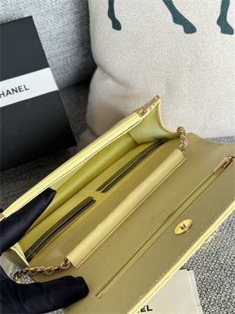 Chanel Wallet On Chain Grained Calfskin Gold Tone Metal Yellow AP0250