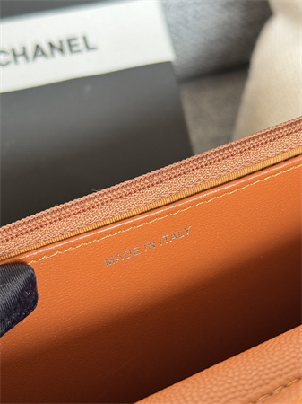 Chanel Wallet On Chain Grained Calfskin Silver Tone Metal Brown AP0250