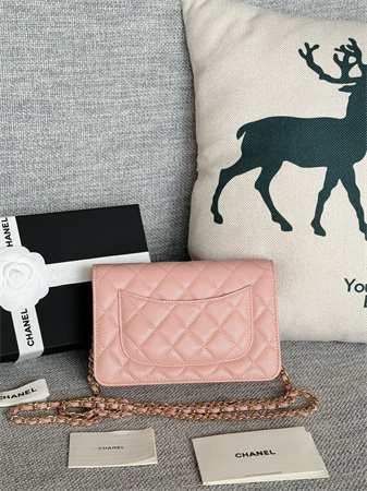 Chanel Wallet On Chain Grained Calfskin Gold Tone Metal Pink AP0250