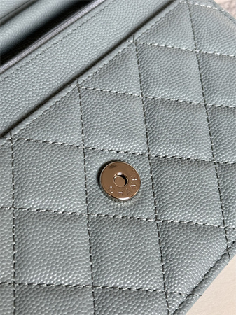 Chanel Wallet On Chain Grained Calfskin Silver Tone Metal Blue AP0250