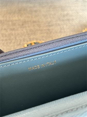 Chanel Wallet On Chain Grained Calfskin Gold Tone Metal Blue AP0250