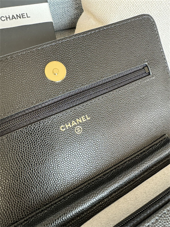 Chanel Wallet On Chain Grained Calfskin Gold Tone Metal Black AP0250