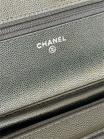 Chanel Wallet On Chain Grained Calfskin Silver Tone Metal Black AP0250