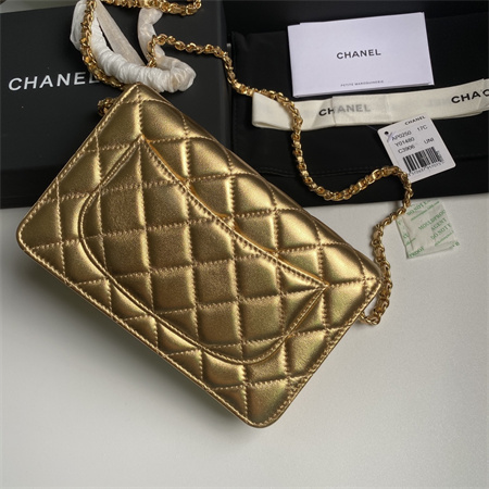 Chanel Wallet On Chain Lambskin Gold Tone Metal Gold AP0250