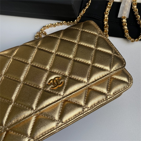 Chanel Wallet On Chain Lambskin Gold Tone Metal Gold AP0250