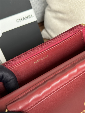 Chanel Wallet On Chain Lambskin Gold Tone Metal Burgundy AP0250