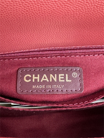 Chanel Small Coco Handle Bag Grained Calfskin Lt Gold Metal Burgundy A92990