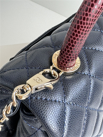 Chanel Small Coco Handle Bag Grained Calfskin Lt Gold Metal Black A92990