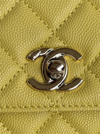 Chanel Small Coco Handle Bag Grained Calfskin Lt Gold Metal Yellow A92990