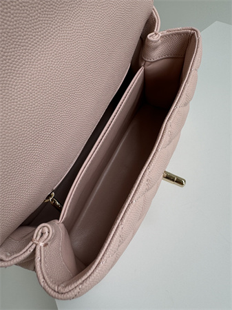 Chanel Small Coco Handle Bag Grained Calfskin Lt Gold Metal Pink A92990