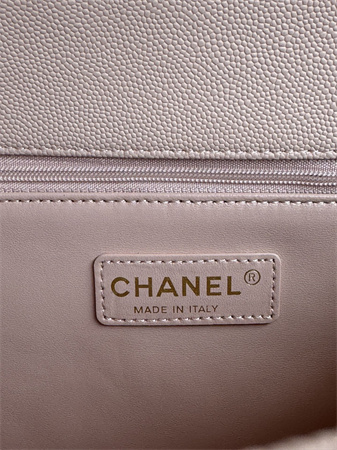 Chanel Large Coco Handle Bag Grained Calfskin Lt Gold Metal Pink A92991