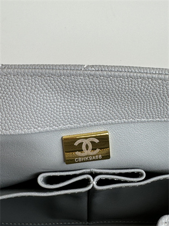 Chanel Large Coco Handle Bag Grained Calfskin Lt Gold Metal Grey A92991