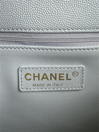 Chanel Large Coco Handle Bag Grained Calfskin Lt Gold Metal Blue A92991