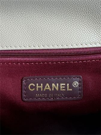 Chanel Large Coco Handle Bag Grained Calfskin Lt Gold Metal Beige A92991