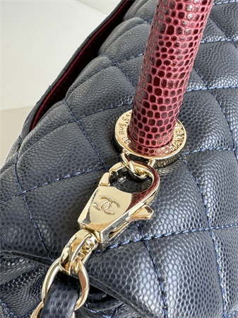 Chanel Large Coco Handle Bag Grained Calfskin Lt Gold Metal Black A92991