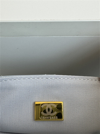 Chanel Small Hobo Handbag Shiny Crumpled  Calfskin Gold Tone Metal Blue AS4323