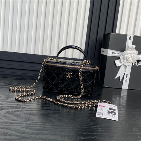 Chanel Vanity With Chain Patent Calfskin Gold-Tone Metal Black AP2199