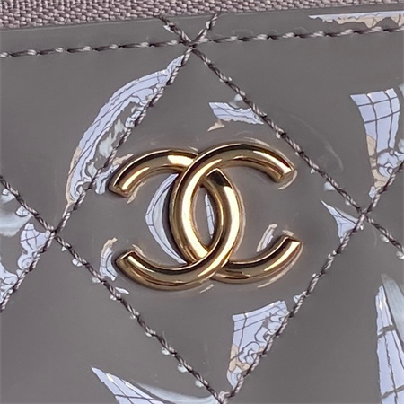 Chanel Vanity With Chain Patent Calfskin Gold-Tone Metal Grey AP2199