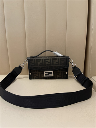 Fendi Soft Trunk Baguette Brown FF  Eclissi jacquard fabric bag