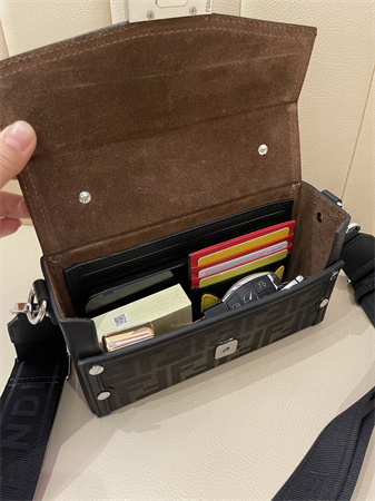 Fendi Soft Trunk Baguette Brown FF  Eclissi jacquard fabric bag