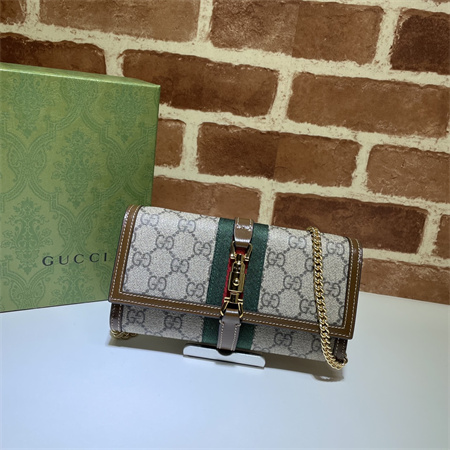 Gu.cci Jackie 1961 Chain Wallet GG Supreme Canvas 652681