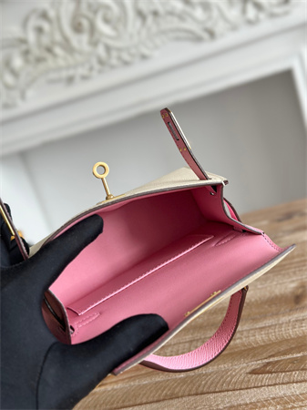 Hermes Kelly Mini II Bag Epsom Leather Craie/Mauve Sylvestre HS