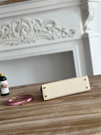 Hermes Kelly Mini II Bag Epsom Leather Craie/Mauve Sylvestre HS