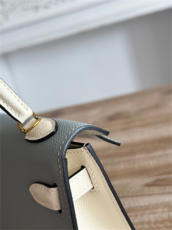 Hermes Kelly Mini II Bag Epsom Leather Gris Glacier/Craie HS