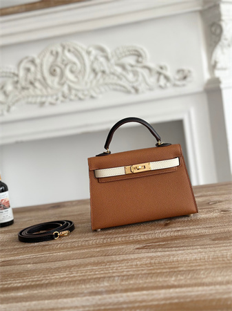 Hermes Kelly Mini II Bag Epsom Leather Gold/Craie/Black HS