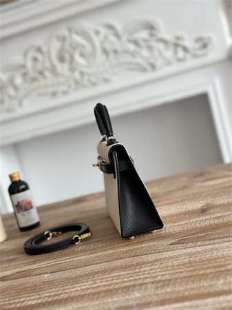 Hermes Kelly Mini II Bag Epsom Leather Craie/Black HS