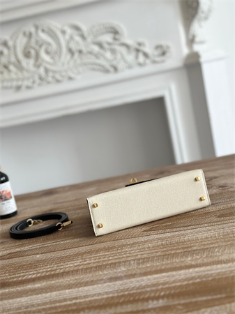 Hermes Kelly Mini II Bag Epsom Leather Craie/Black HS