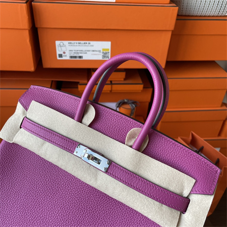 Bir.kin Bag TOGO Leather 25/30/35CM Gold/Silver Hardware In Rose Purple HS