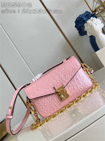 L.V POCHETTE M??TIS EAST WEST Ostrich Leather Pink N85902