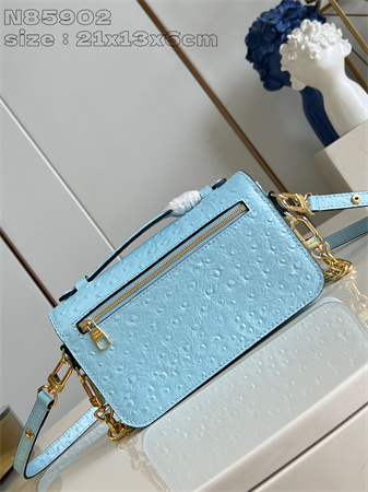 L.V POCHETTE M??TIS EAST WEST Ostrich Leather Blue N85902